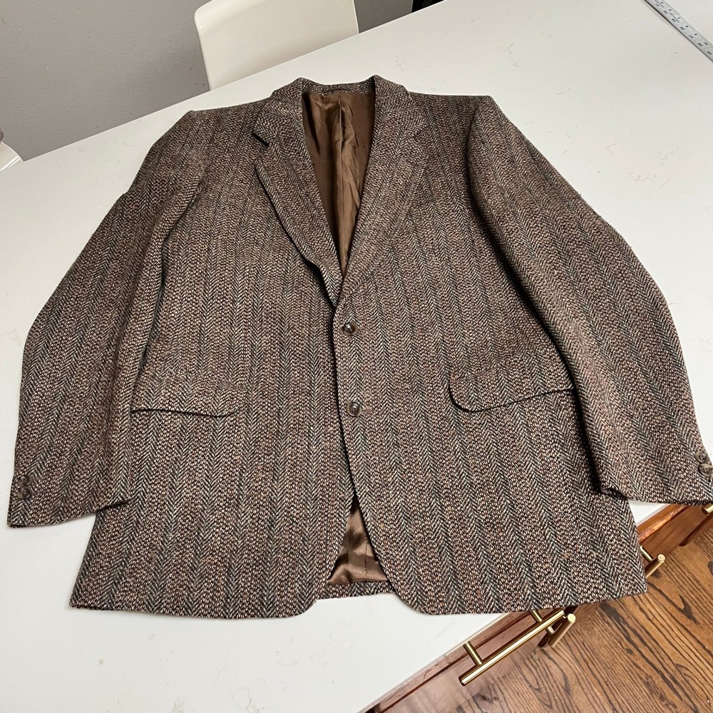Kevin & Howlin VTG Brown Tweed Blazer Men Two Button Wool Sport Coat 44L Ireland - Picture 4 of 15